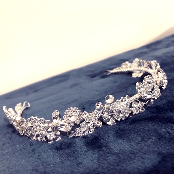 Ansonia Bridal Silver Jeweled Headpiece main image 5